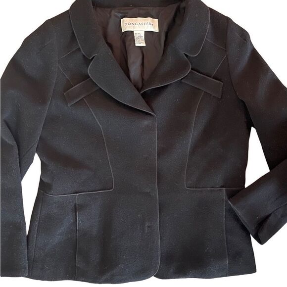 Doncaster black wool cashmere deconstructed front felted  jacket blazer sz 14 - Picture 1 of 11